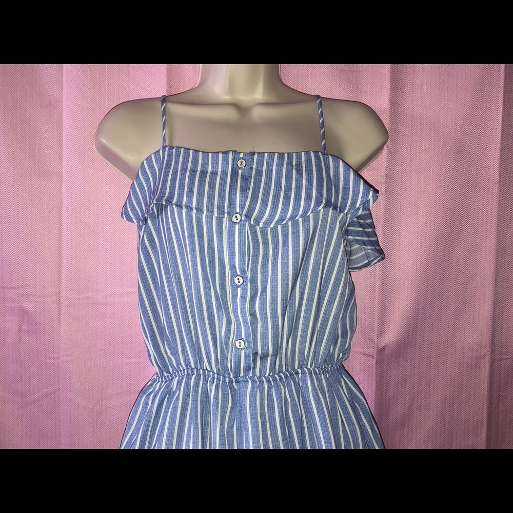 Blue and white romper